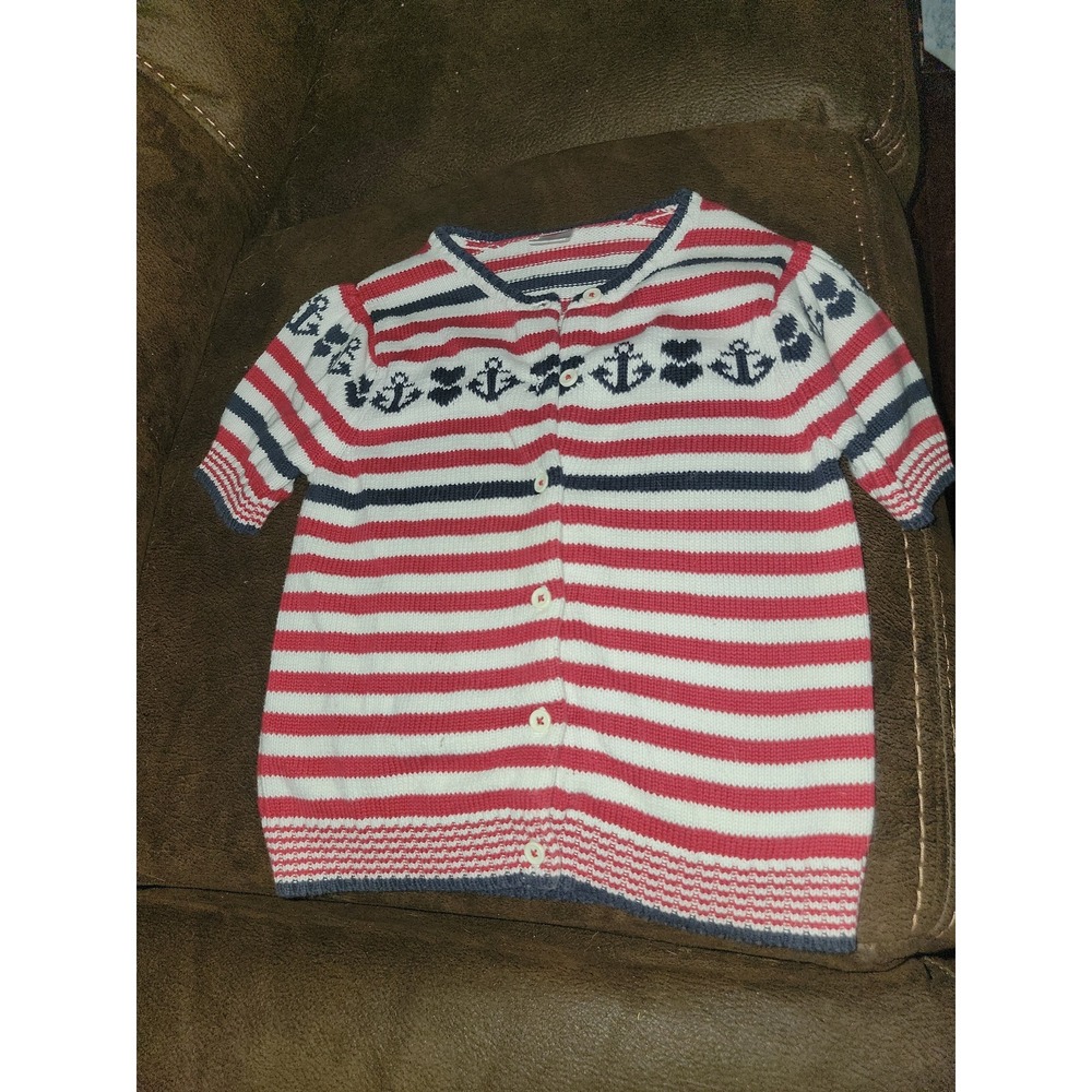 Gymboree bon voyage anchor short sleeve sweater size 8